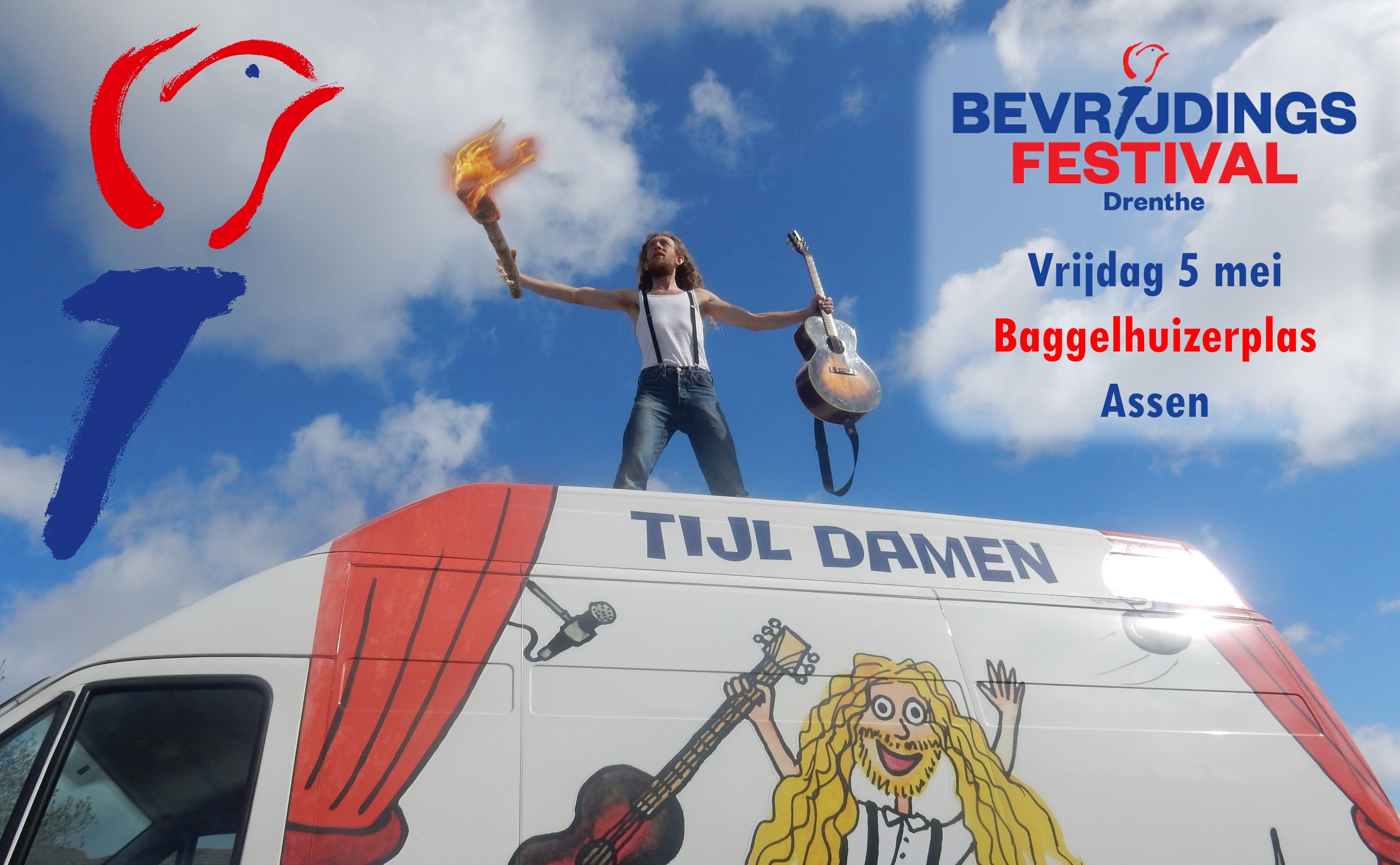 Tijl Damen speelt op het Bevrijdingsfestival Drenthe
