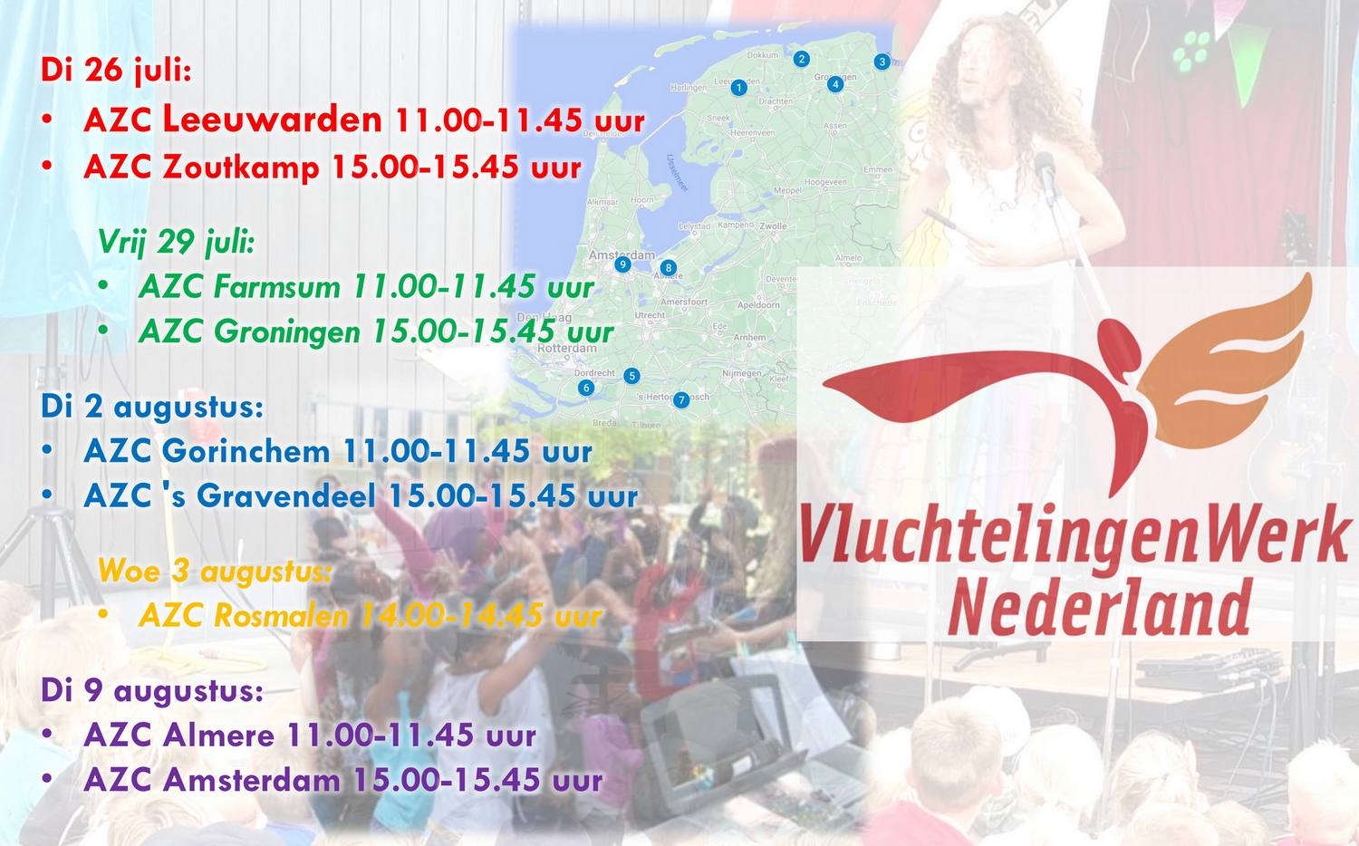 Tijl op AZC tournee namens Vluchtelingenwerk NL